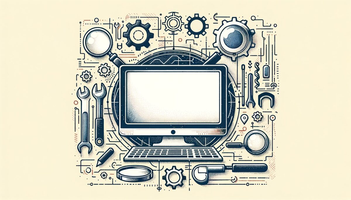 An abstract representation of a computer screen displaying a blank white page